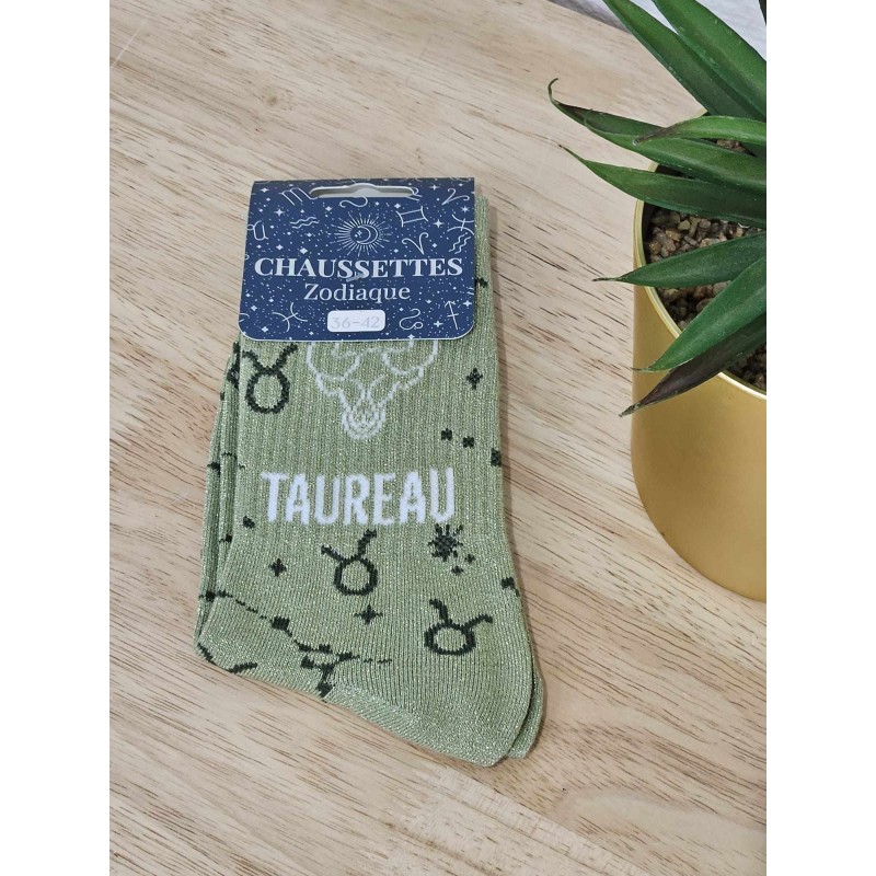 Chaussettes à paillettes "taureau" vertes