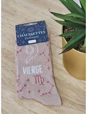 Chaussettes à paillettes "vierge" roses