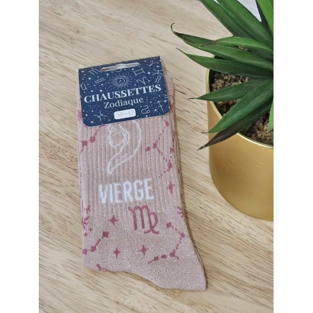 Chaussettes à paillettes "vierge" roses