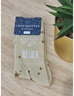 Chaussettes à paillettes "bélier" dorées