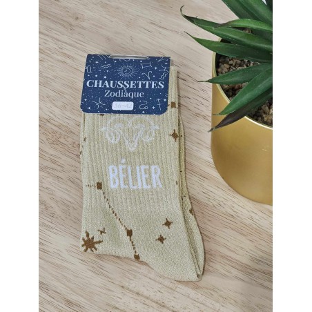 Chaussettes à paillettes "bélier" dorées