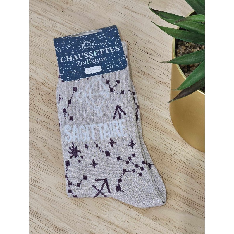 Chaussettes à paillettes "sagittaire" grises