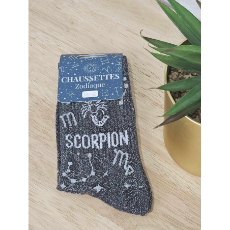 Chaussettes à paillettes "scorpion" noires