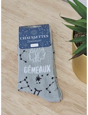 Chaussettes à paillettes "gémeaux" grises