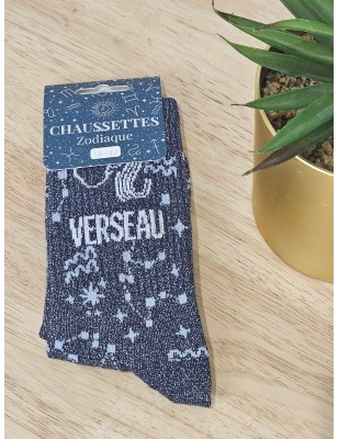 Chaussettes à paillettes "verseau" noires