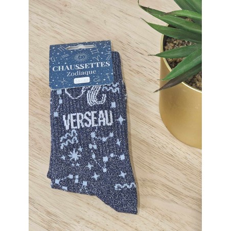 Chaussettes à paillettes "verseau" noires