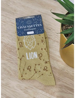 Chaussettes à paillettes "lion" dorées