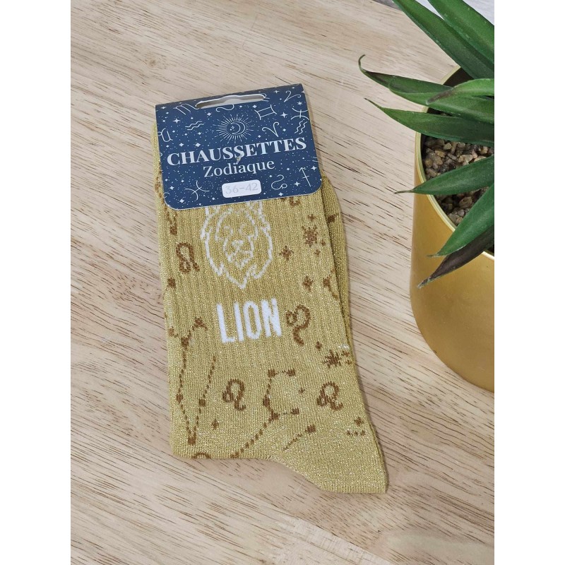 Chaussettes à paillettes "lion" dorées