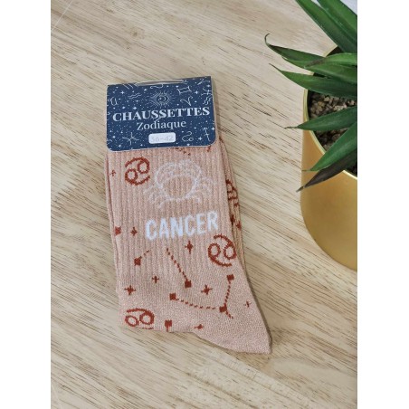 Chaussettes à paillettes "cancer" saumon