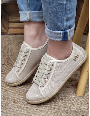 Baskets espadrille brillante femme LPB Fania beiges