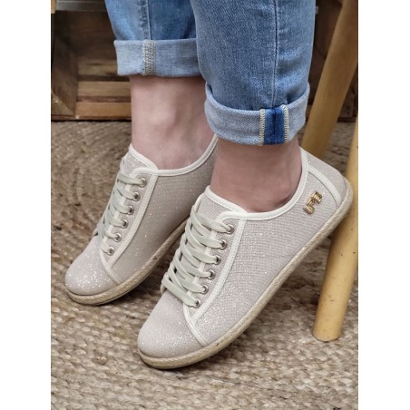 Baskets espadrille brillante femme LPB Fania beiges