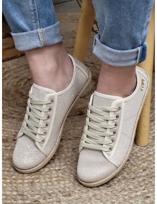 Baskets espadrille brillante femme LPB Fania beiges