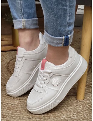 Baskets femme sneakers LPB Iona blanches