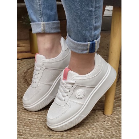 Baskets femme sneakers LPB Iona blanches