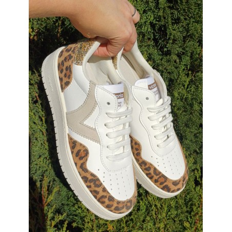 Baskets femme Victoria Madrid cuir léopard